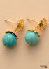 Boho Earrings, Dangle Earrings, Blue Amazonite Gold Flower
